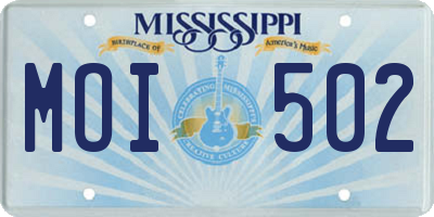 MS license plate MOI502