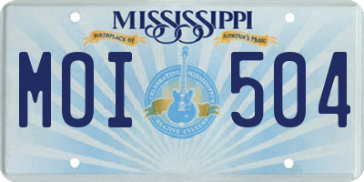 MS license plate MOI504