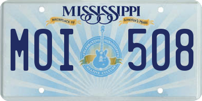 MS license plate MOI508