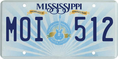 MS license plate MOI512