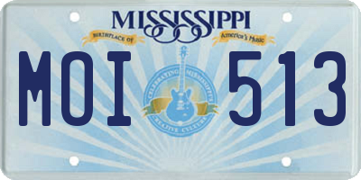 MS license plate MOI513