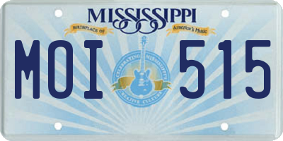 MS license plate MOI515