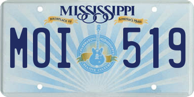 MS license plate MOI519