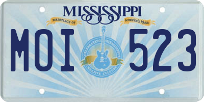 MS license plate MOI523