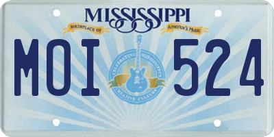 MS license plate MOI524