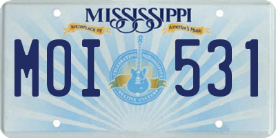 MS license plate MOI531
