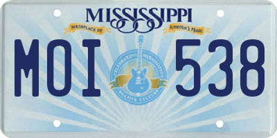 MS license plate MOI538