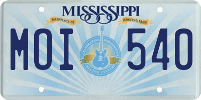 MS license plate MOI540