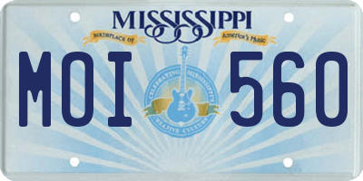 MS license plate MOI560