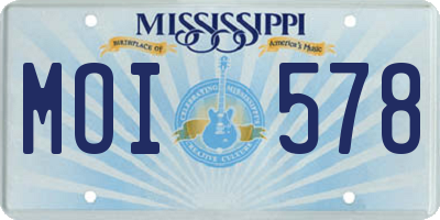 MS license plate MOI578