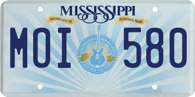 MS license plate MOI580