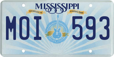 MS license plate MOI593