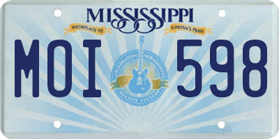 MS license plate MOI598