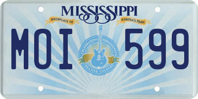 MS license plate MOI599