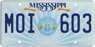 MS license plate MOI603