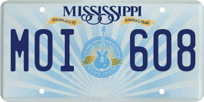 MS license plate MOI608