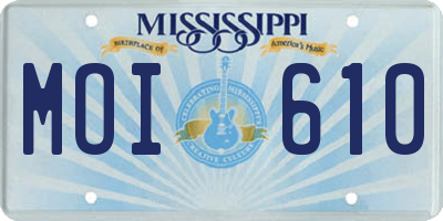 MS license plate MOI610