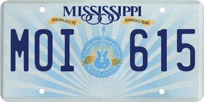 MS license plate MOI615