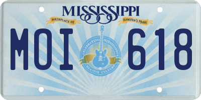 MS license plate MOI618