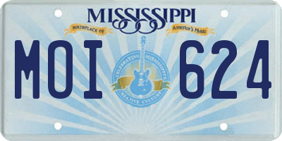 MS license plate MOI624