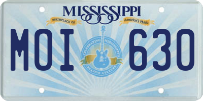 MS license plate MOI630
