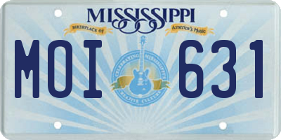 MS license plate MOI631