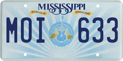 MS license plate MOI633