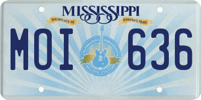 MS license plate MOI636