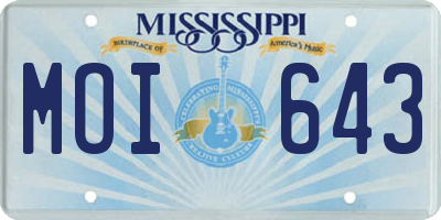 MS license plate MOI643
