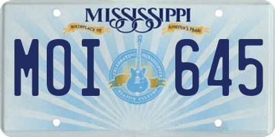 MS license plate MOI645