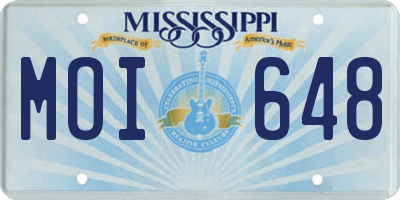 MS license plate MOI648