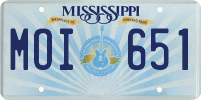 MS license plate MOI651