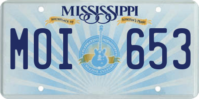MS license plate MOI653