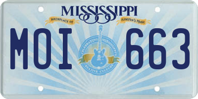 MS license plate MOI663