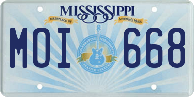 MS license plate MOI668