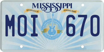 MS license plate MOI670