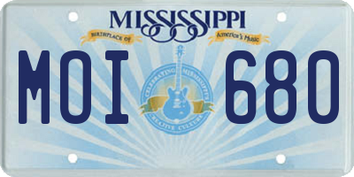 MS license plate MOI680