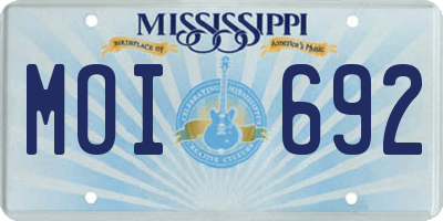 MS license plate MOI692