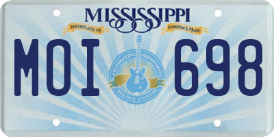 MS license plate MOI698