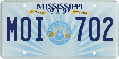 MS license plate MOI702
