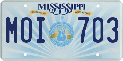 MS license plate MOI703