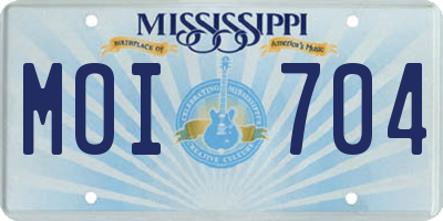 MS license plate MOI704