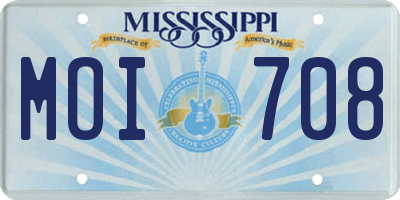 MS license plate MOI708