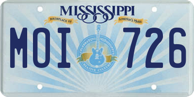 MS license plate MOI726