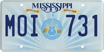 MS license plate MOI731