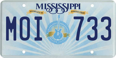 MS license plate MOI733