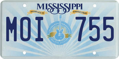 MS license plate MOI755