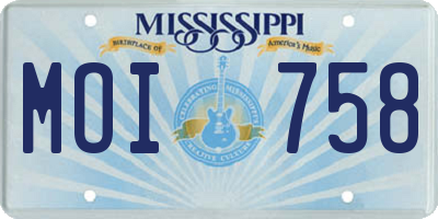 MS license plate MOI758