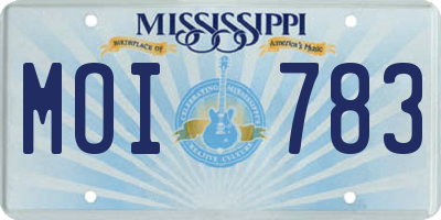 MS license plate MOI783
