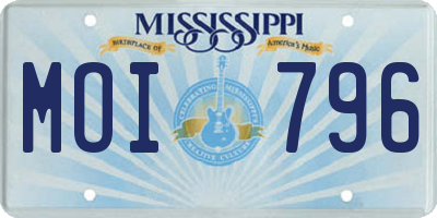MS license plate MOI796